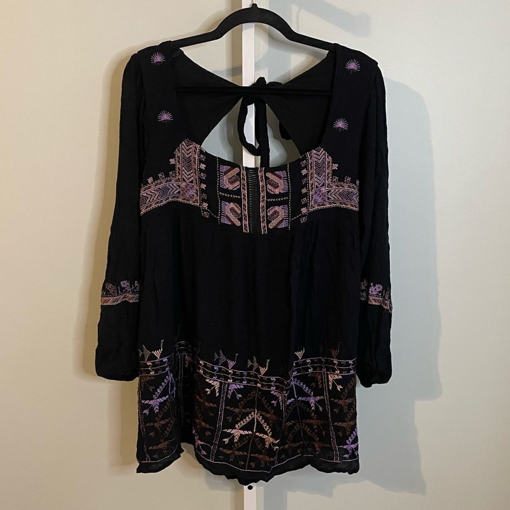 Free People Rhiannon Black Embroidered Mini Dress - Picture 5 of 9